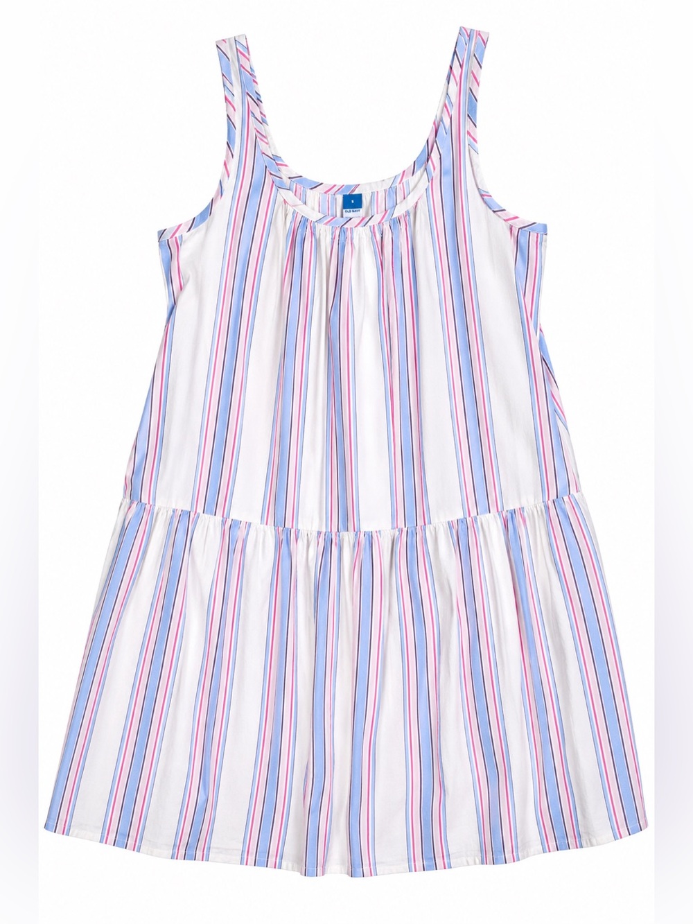 Old Navy Striped Cotton Swing Dress with Pockets Blue White Pink Small